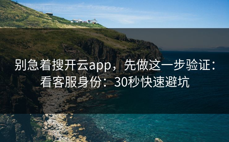 别急着搜开云app，先做这一步验证：看客服身份：30秒快速避坑