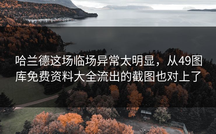 哈兰德这场临场异常太明显，从49图库免费资料大全流出的截图也对上了