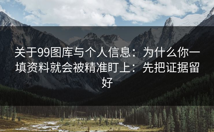 关于99图库与个人信息：为什么你一填资料就会被精准盯上：先把证据留好